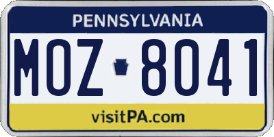 PA license plate MOZ8041