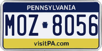 PA license plate MOZ8056