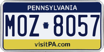 PA license plate MOZ8057