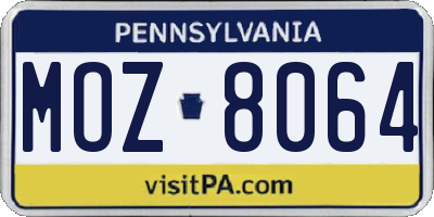 PA license plate MOZ8064