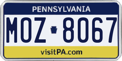 PA license plate MOZ8067