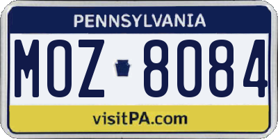 PA license plate MOZ8084