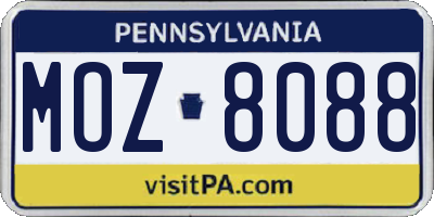 PA license plate MOZ8088