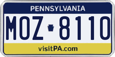 PA license plate MOZ8110