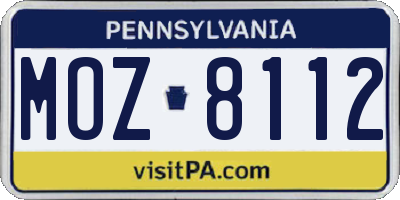 PA license plate MOZ8112