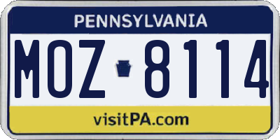 PA license plate MOZ8114