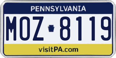 PA license plate MOZ8119