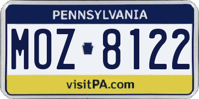 PA license plate MOZ8122