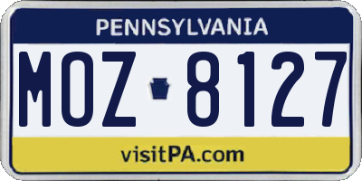 PA license plate MOZ8127