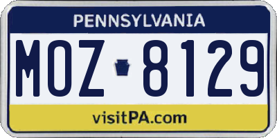 PA license plate MOZ8129