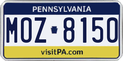 PA license plate MOZ8150