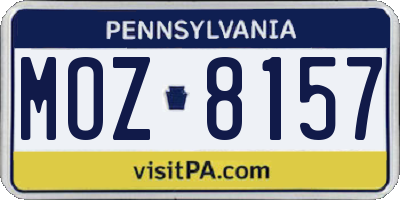 PA license plate MOZ8157