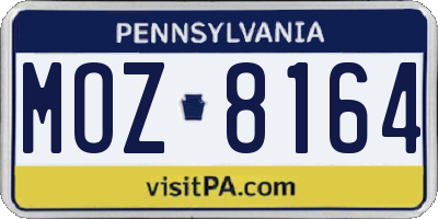 PA license plate MOZ8164