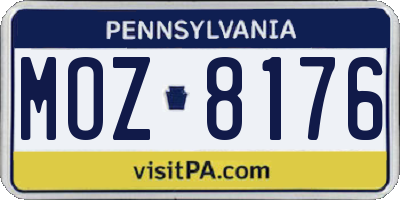 PA license plate MOZ8176