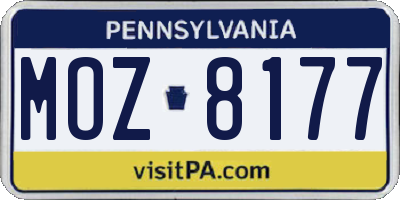PA license plate MOZ8177