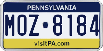 PA license plate MOZ8184