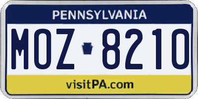 PA license plate MOZ8210