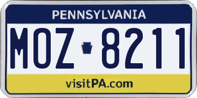 PA license plate MOZ8211