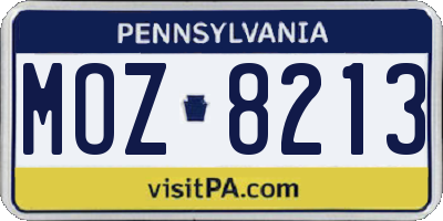 PA license plate MOZ8213
