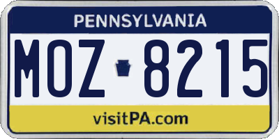 PA license plate MOZ8215