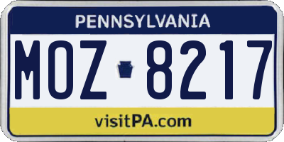PA license plate MOZ8217