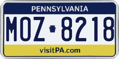 PA license plate MOZ8218