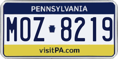 PA license plate MOZ8219