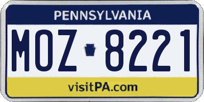 PA license plate MOZ8221