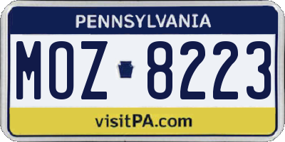 PA license plate MOZ8223