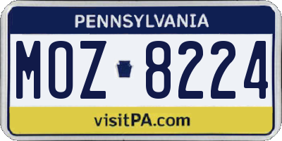 PA license plate MOZ8224