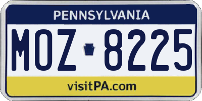 PA license plate MOZ8225