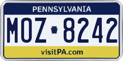 PA license plate MOZ8242
