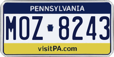PA license plate MOZ8243