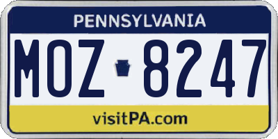 PA license plate MOZ8247