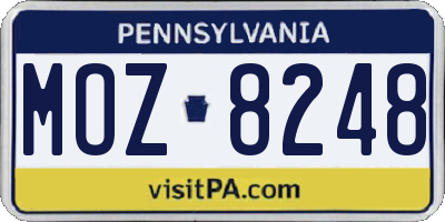 PA license plate MOZ8248