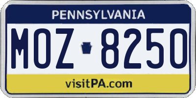 PA license plate MOZ8250
