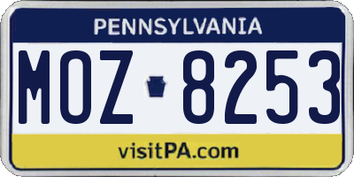 PA license plate MOZ8253