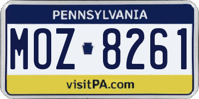 PA license plate MOZ8261