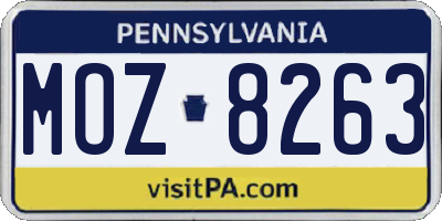 PA license plate MOZ8263
