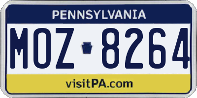 PA license plate MOZ8264