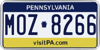 PA license plate MOZ8266