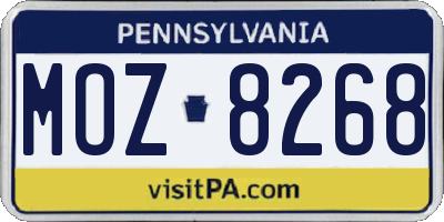 PA license plate MOZ8268