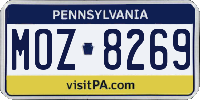 PA license plate MOZ8269