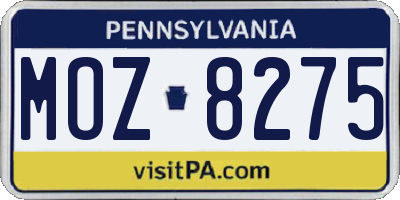 PA license plate MOZ8275