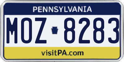 PA license plate MOZ8283