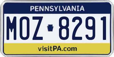 PA license plate MOZ8291