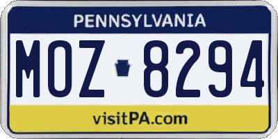 PA license plate MOZ8294