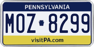 PA license plate MOZ8299