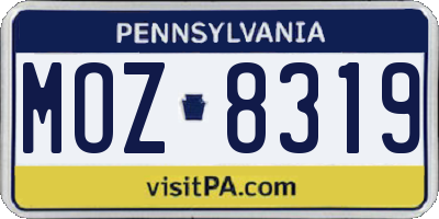 PA license plate MOZ8319