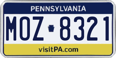 PA license plate MOZ8321